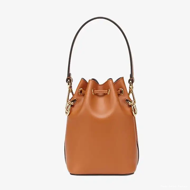 Affordable HOT Tresor Logo Mon In Fendi Bag Mini Leather Brown Bucket Calf ROMA 0524